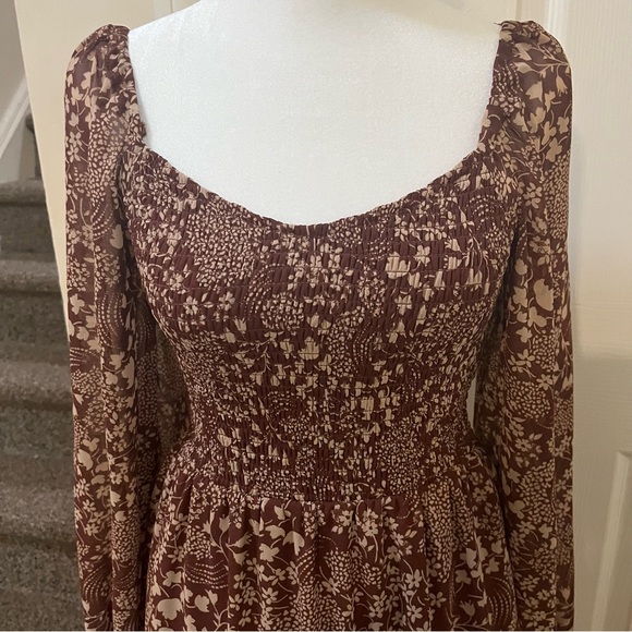 MAURICES SIZE XS BROWN FLORAL MINI DRESS SWEETHEART NECK WOMEN’S - Picture 1 of 12